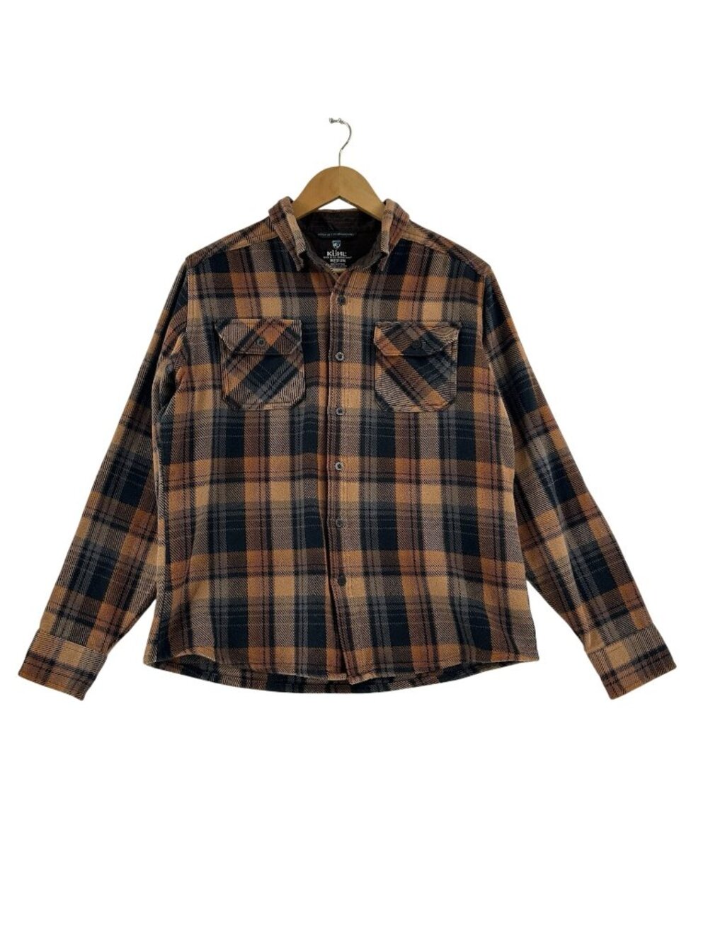 Kuhl Disordr Flannel Heavyweight Shirt Plaid Shacket Men’s Medium Brown Black